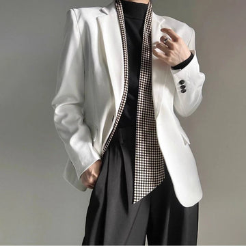 AIDASE  -  Autumn Winter Men's Solid Color Long-Sleeved Suit Jacket American Retro Fashion Trend High Street Loose Simple Niche Men's Tops aidase-shop